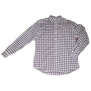 L.L. Bean Mens Medium Blue White Check Button Down Shirt Cotton